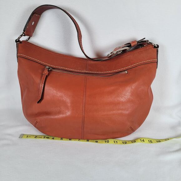 Coach Soho Pleated Hobo Leather Zip Shoulder Bag F13731 Orange Y2k Western Logo - Picture 4 of 7